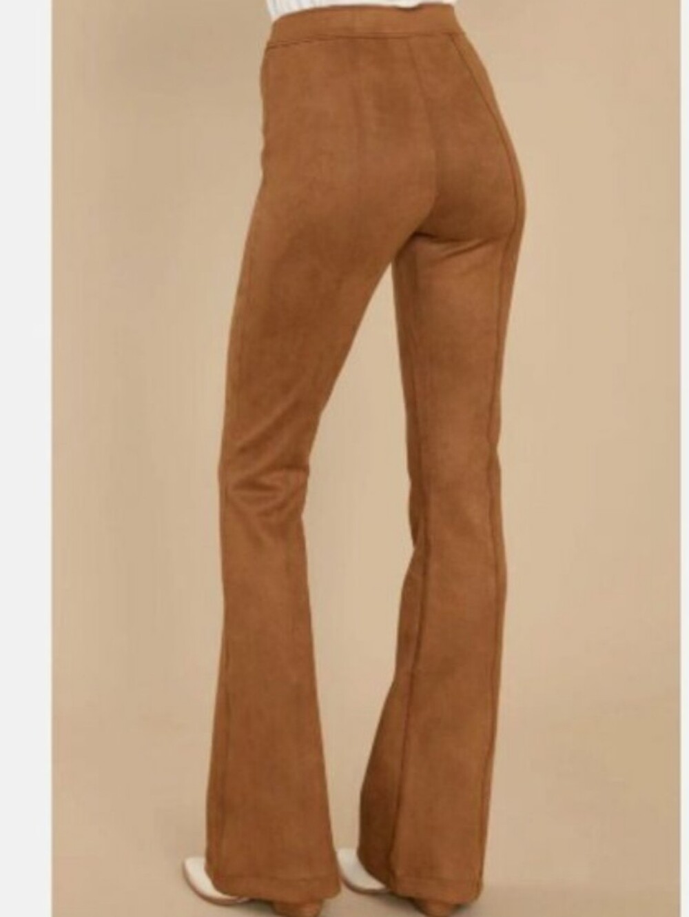 Spanx Faux Suede Flare Pants In Rich Camel - Picture 3 of 12